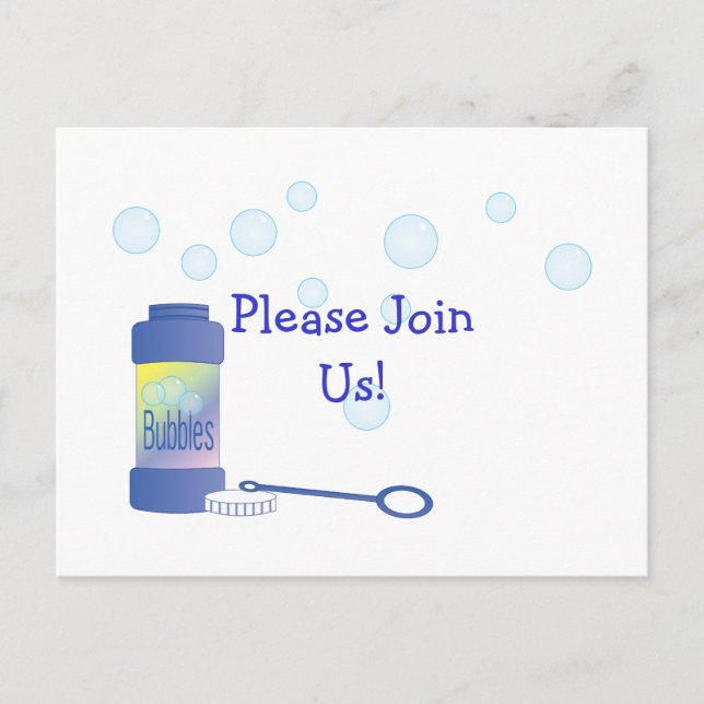 Invitation Carte Postale Bouteille de bulles (Devant)