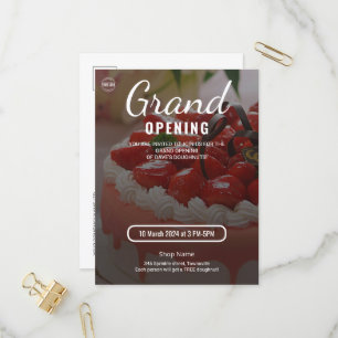 Invitation Carte Postale Boutique de pâtisserie Commerce Grand Ouverture