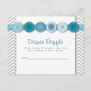 Invitation Carte Postale Bouton bleu Baby shower rabat Insérer