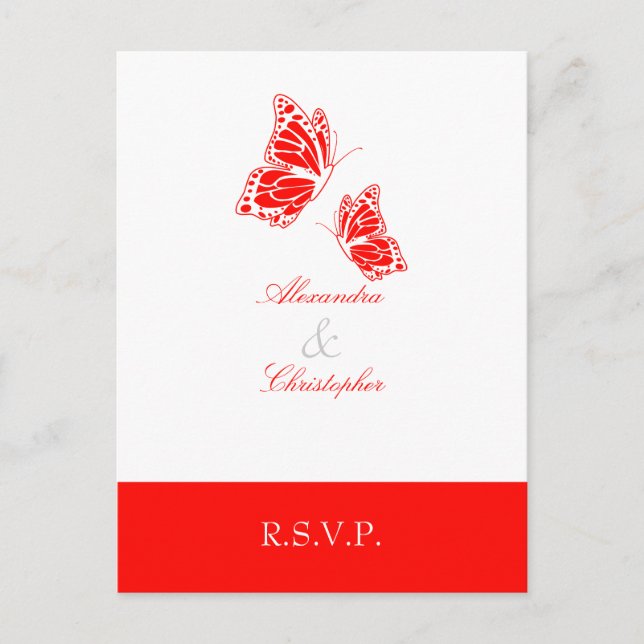 Invitation Carte Postale Bouton rouge simple RSVP 2 (Devant)