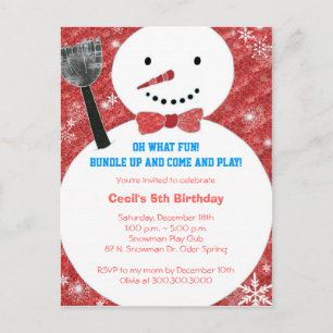 Invitation Carte Postale Bow cravate Snowman Enfants d'hiver fête d'anniver