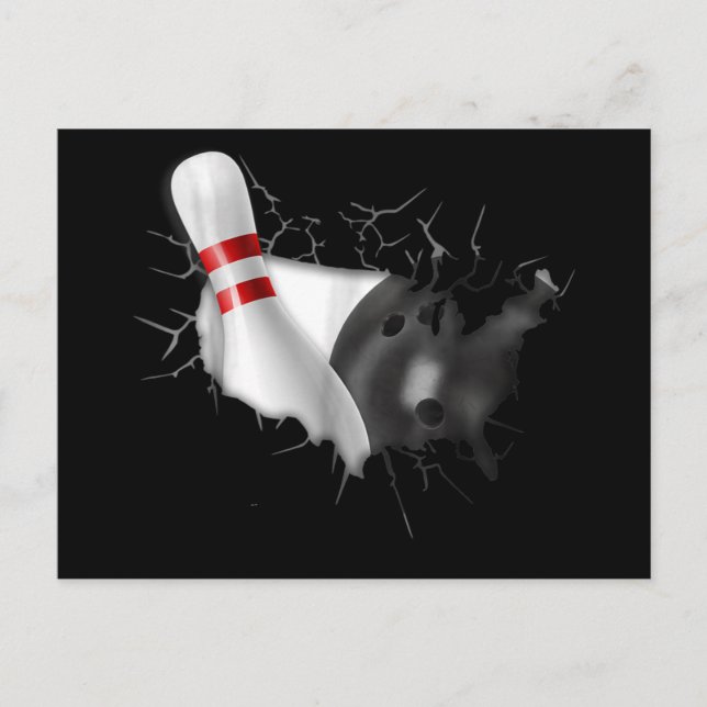 Invitation Carte Postale bowler en moi sport coeur cool bowler art sketch (Devant)