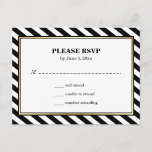 Invitation Carte Postale Bracelets de verre moderne en or noir blanc RSVP