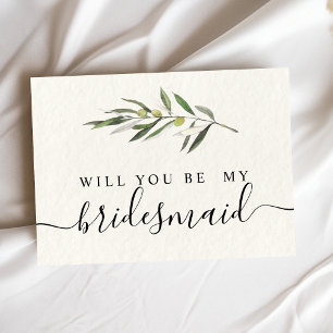 Invitation Carte Postale Branche verte d'olive simple