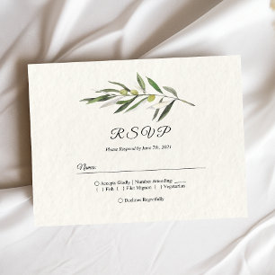 Invitation Carte Postale Branche verte d'olive simple