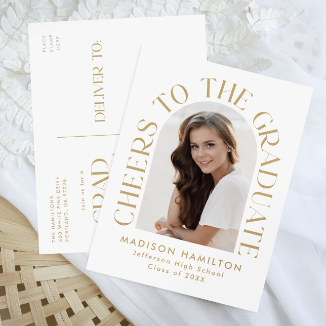 Invitation Carte Postale Bravo à la Graduate Arch Photo Graduation Party (Créateur téléchargé)