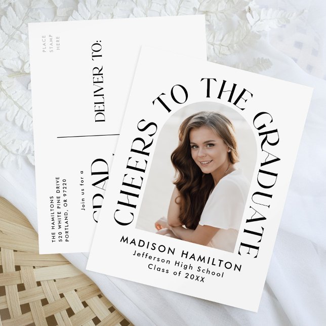 Invitation Carte Postale Bravo à la Graduate Arch Photo Graduation Party (Créateur téléchargé)