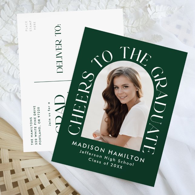 Invitation Carte Postale Bravo à la Graduate Arch Photo Graduation Party (Créateur téléchargé)