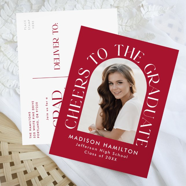 Invitation Carte Postale Bravo à la Graduate Arch Photo Graduation Party (Créateur téléchargé)