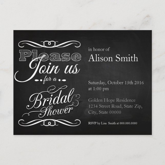 Invitation Carte Postale Bridal Shower (Devant)