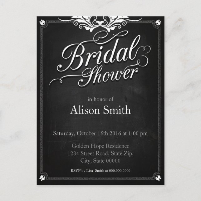 Invitation Carte Postale Bridal Shower (Devant)