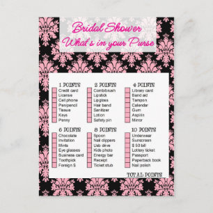 Invitation Carte Postale Bridal Shower game, What i your purse