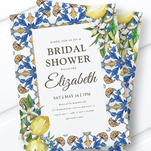 Invitation Carte Postale Bridal Shower Vintage Lemon Foliage Mediterranean