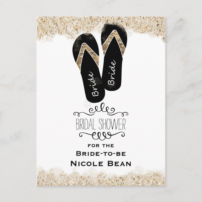 Invitation Carte Postale Bride Flip Flop Sandales Summer Beach Fête des mar (Devant)