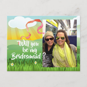Invitation Carte Postale Bridesmaid Serez-Vous Mon Festival Rustique Modern