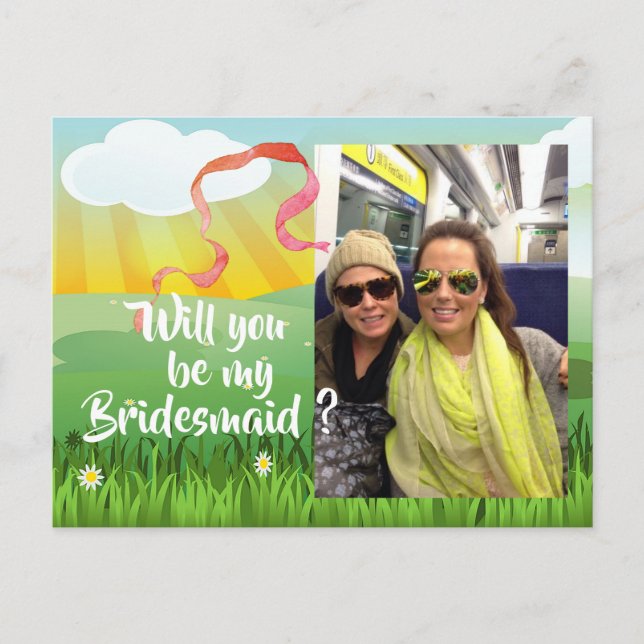 Invitation Carte Postale Bridesmaid Serez-Vous Mon Festival Rustique Modern (Devant)