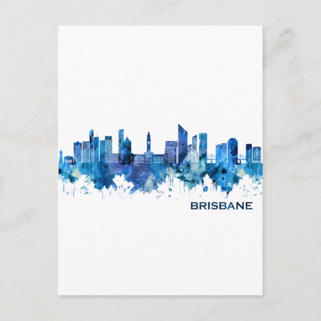 Invitation Carte Postale Brisbane Australie Skyline Blue (Devant)