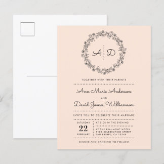 Invitation Carte Postale Brouiller | Pays Floral Mariage de couronne