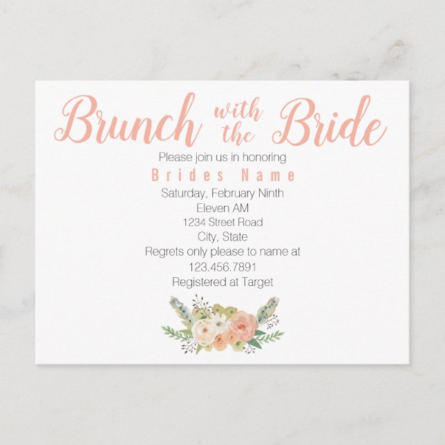 Invitation Carte Postale Brunch avec la mariée (Devant)