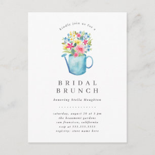 Invitation Carte Postale Brunch floral de Fête de la mariée d'aquarelle