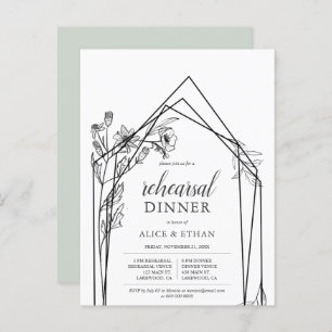 Invitation Carte Postale Budget Fleurs Boho Dîner de répétition géométrique
