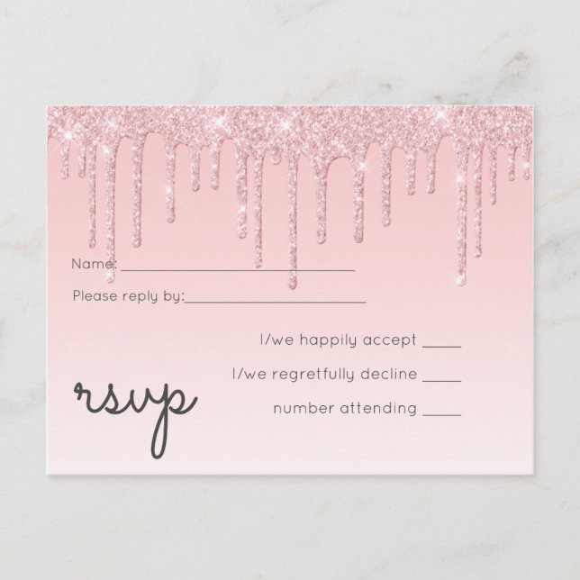 Invitation Carte Postale Budget Joli mariage fille RSVP Parties scintillant (Devant)