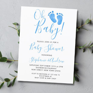 Invitation Carte Postale Budget Oh Baby Feet Couples Baby shower