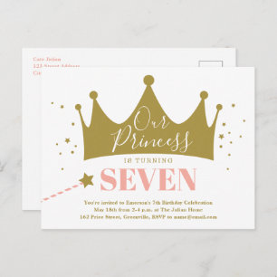 Invitation Carte Postale Budget Princesse rose enfant fête d'anniversaire