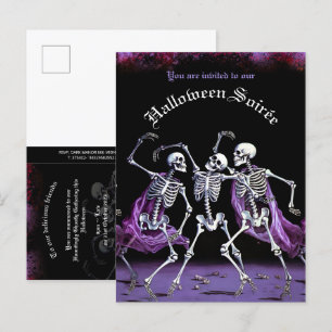 Invitation Carte Postale Budget Purple Dancing Skeletons Adultes Halloween