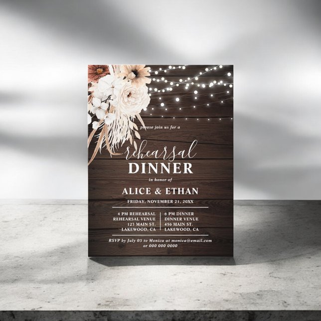 Invitation Carte Postale Budget Rustique Boho Flower Dîner de répétition (Créateur téléchargé)