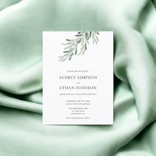 Invitation Carte Postale Budget Rustique Verdure Mariage d'olive