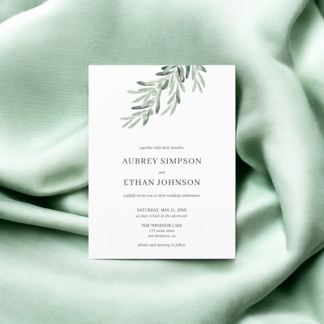Invitation Carte Postale Budget Rustique Verdure Mariage d'olive (Créateur téléchargé)