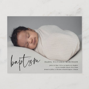 Invitation Carte Postale Budget Script Baptême & Christening