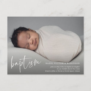Invitation Carte Postale Budget Script Baptême & Christening