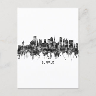 Invitation Carte Postale Buffalo New York Skyline BW