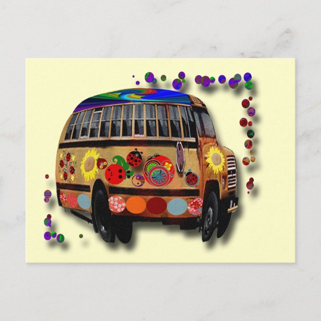 Invitation Carte Postale Bus Ladybug (Devant)
