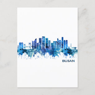 Invitation Carte Postale Busan Corée du Sud Skyline Blue