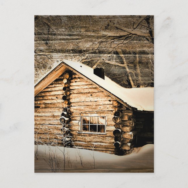 Invitation Carte Postale Cabine Rustique En Bois Dans La Nature (Devant)