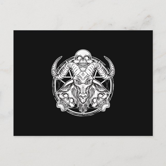 Invitation Carte Postale Cadeau de chèvre Baphomet crâne de sucre (Devant)