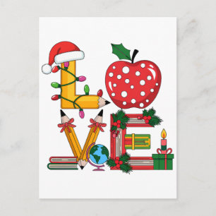 Invitation Carte Postale Cadeau Enseignant Crayon Apple Livres Amour