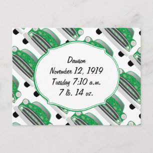 Invitation Carte Postale Cadeaux de Baby shower de voiture Sweet Green Retr