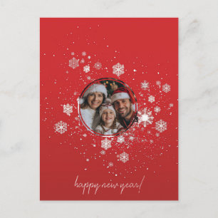 Invitation Carte Postale Cadre de Noël rouge avec flocons de neige