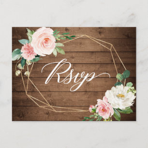 Invitation Carte Postale Cadre géométrique moderne Mariage floral rustique 