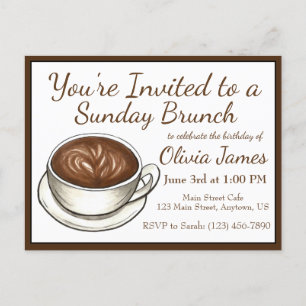 Invitation Carte Postale Café Dernière Wedding shower nuptiale Brunch