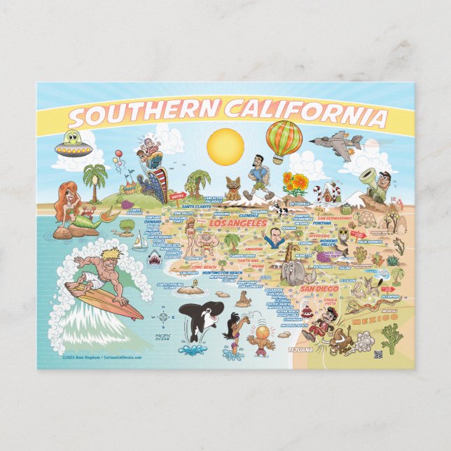 Invitation Carte Postale Californie du Sud (Devant)