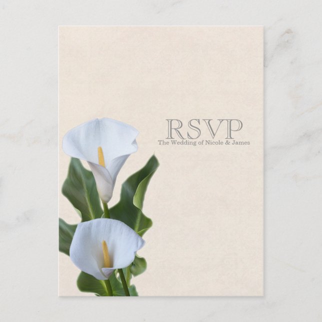 Invitation Carte Postale Calla Lily Fleurs Floral Mariage élégant RSVP (Devant)