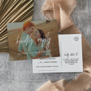 Invitation Carte Postale Calligraphie lunaire Photo Overlay Chanson RSVP