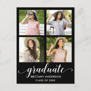 Invitation Carte Postale Calligraphie moderne 4 Parti de graduation photo