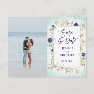 Invitation Carte Postale Calligraphie Moderne Fleur Anémonique Enregistrer