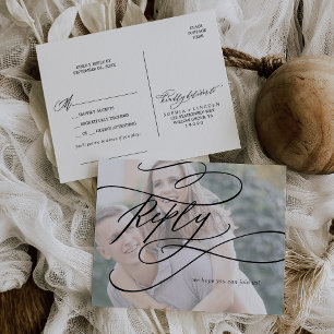 Invitation Carte Postale Calligraphie romantique Demande de chanson RSVP